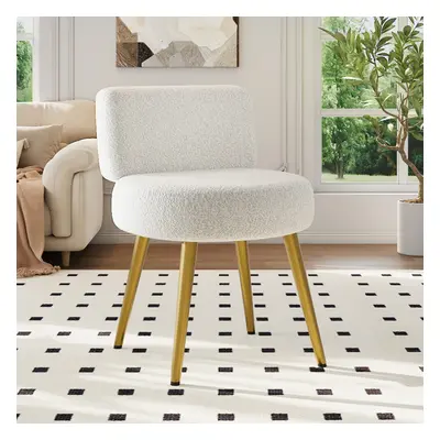 Teddy Fleece Stool with Gold Legs - Vanity Dressing Table Chair