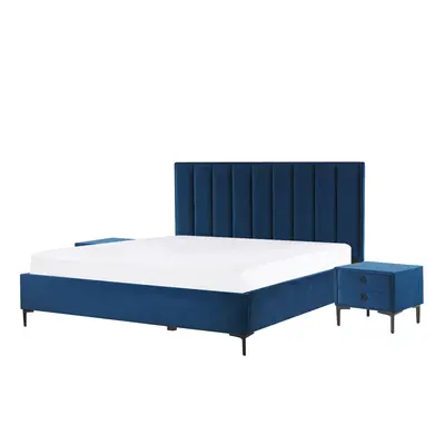 Bedroom Set Velvet SEZANNE x cm (EU Super King) Navy Blue