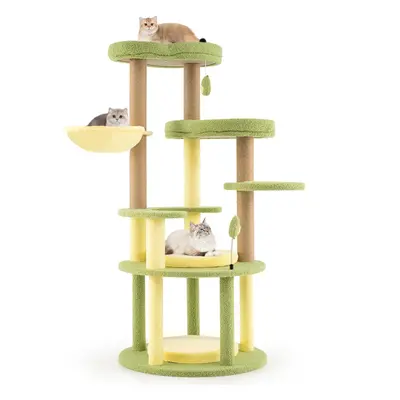 Multi-level Cat Tree Avocado Theme Cat Tower With Wide Perch-Green