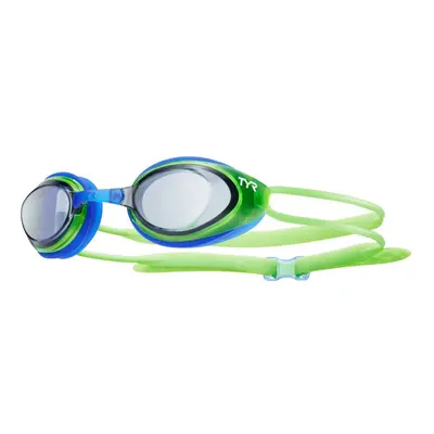 TYR Junior Blackhawk Racing Googles, Smoke/Fluro Green/Blue, One Size