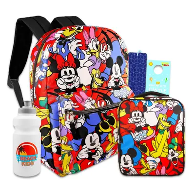 Mickey Mouse Backpack and Lunch Box Set for Kids - Bundle with 16"" Mickey and Friends Backpack 