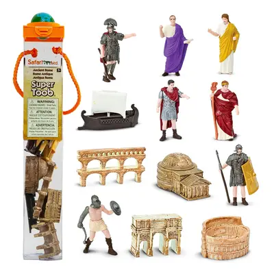 Safari Ltd. Ancient Rome Super Toob Mini Figurines: Gladiator Noblewoman Centurion Senator Caesa