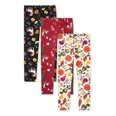 The Children's Place Girls' Fashion Leggings Halloween/Thanksgiving/Christmas 3-Pack Large (10/1