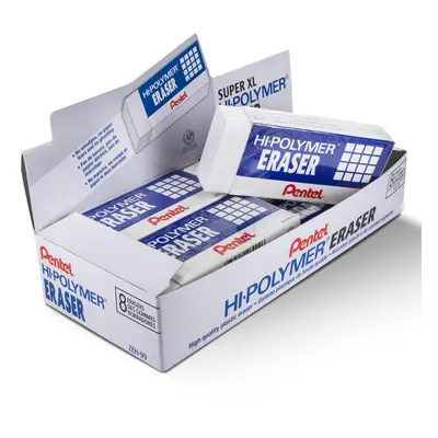 Pentel Hi-Polymer Block Eraser Super White 8-pack (ZEH-99)