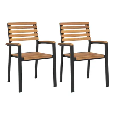 (2 pcs) vidaXL Stackable Chairs Stacking Dining Chair Lounge Chairs Solid Wood Acacia