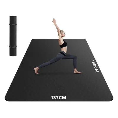 (Black-198cmÃ137cmÃ6mm) TPE Non-Slip, Durable, Eco-Friendly, Extra Large Thick Wide Exercise M