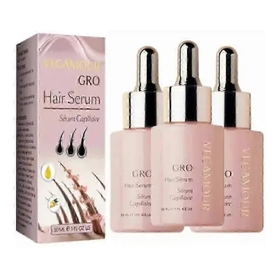 (3PCS) 1-3X 30ml Hair Serum by Vegamour GRO For Hair GrowthThicker Vegan Fuller Healthier