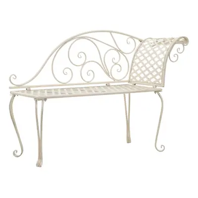 vidaXL Metal Garden Chaise Lounge Antique White Scroll-patterned Patio Bench