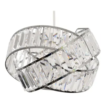 Modern Polished Chrome & Clear Acrylic Jewel Intertwined Rings Design Ceiling Pendant Light Shad