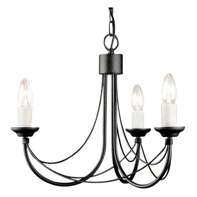 3 Bulb Chandelier Light Gothic Style Ivory Colour Candle Tube Black LED E14 60W