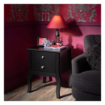 (Camille Side Table Chest Drawer in Black) Camille Side Table Chest in Black