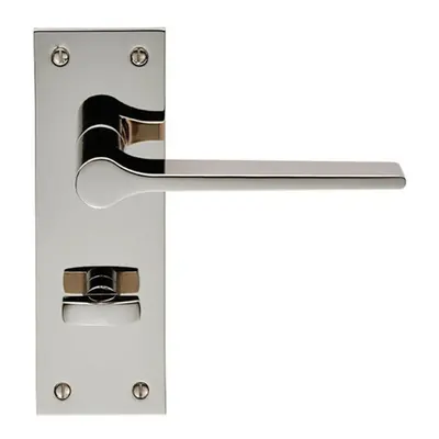 PAIR Flat Straight Lever on Slim Bathroom Backplate x 50mm Polished Nickel