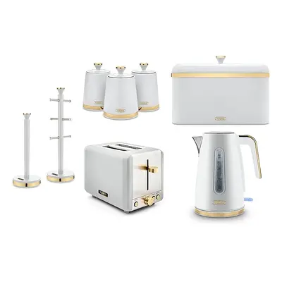 Tower Cavaletto Optic White 8pc Kitchen Set Jug Kettle Slice Toaster