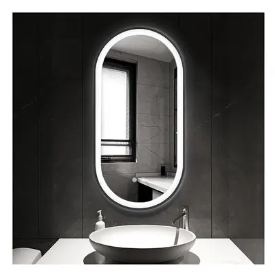 Modern Oval LED Wall Mirror Metal Framed