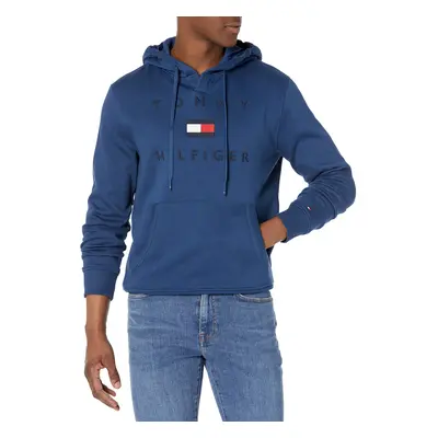 Tommy Hilfiger Men's Adaptive Flag Popover Hoodie Blue Jean