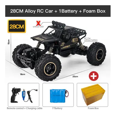 (28CM Black 1B Alloy) ZWN 1:12 / 1:16 4WD RC Car With Led Lights 2.4G Radio Remote Control Cars 