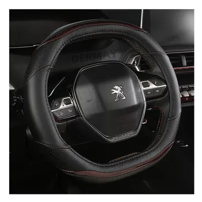 (Brown) for Peugeot 4008 Car Steering Wheel Cover Carbon Fibre + PU