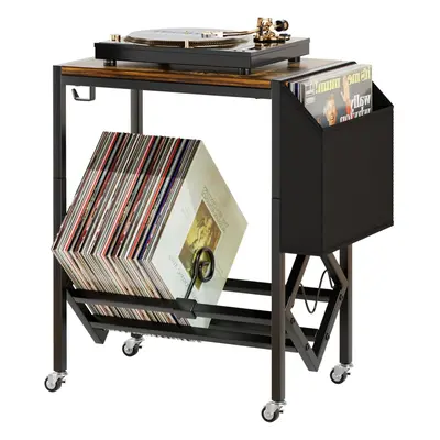 Vinyl Record Player Stand - Record Player Table with Storage Hold Albums Turntable Stand