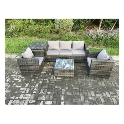 Fimous Outdoor Lounge Sofa Set Wicker PE Rattan Garden Furniture Set with Armchairs Side Table S