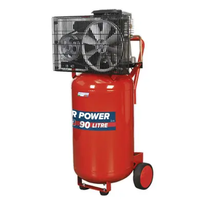 90 Litre Vertical Belt Drive Air Compressor - 3hp Motor - Quick Release Coupling