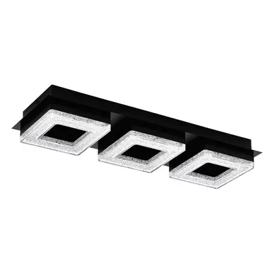 Wall Flush Ceiling Light Colour Black Shade Black Clear Plastic Crystal LED 3x4W