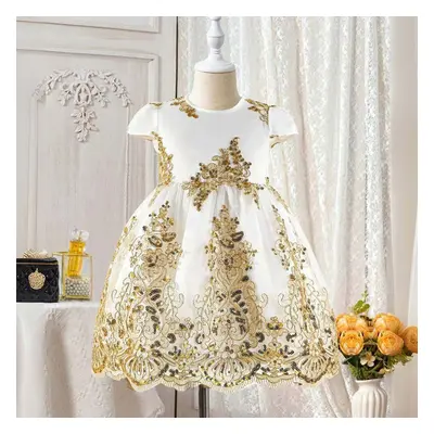 (gold, Years) Hibobi Toddler Girl&apos;s Gorgeous Elegant Style Golden Lace Dress