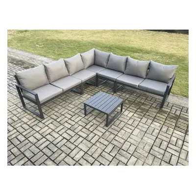 Fimous Outdoor Garden Furniture Patio Lounge Corner Sofa Aluminium Set with Square Coffee Table 