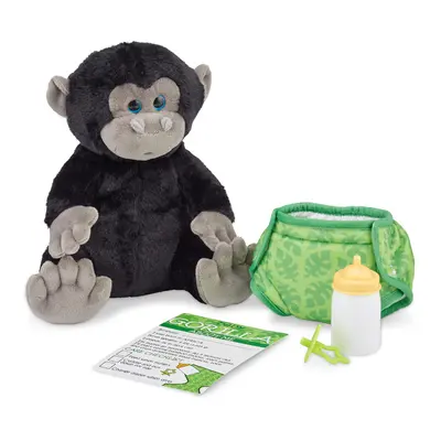 Melissa Doug 11Inch Baby Gorilla Plush Stuffed Animal with Pacifier Diaper Baby Bottle