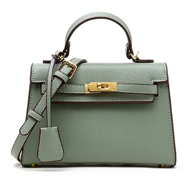 (Green) Kelly Bag New Palm Print Kelly Bag Soft Leather Versatile Crossbody Shoulder Handbag