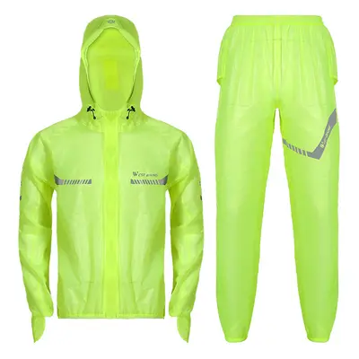 (Green suit, XXXL) Cycling Raincoat Waterproof Breathable Cycling Jacket Reflective Clothing Men