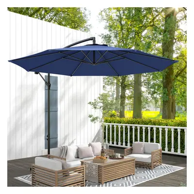 Outsunny 3(m) Garden Banana Parasol Cantilever Umbrella w/Crank& Base