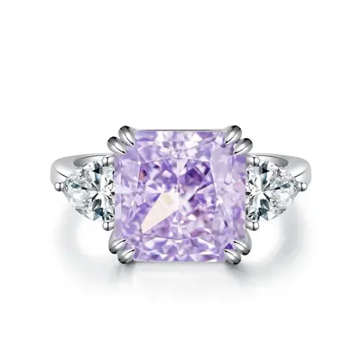 (purple, 9) Tancise Colors S925 Sterling Silver Ring Women&apos;s Carat Square Ice Cut High Carb