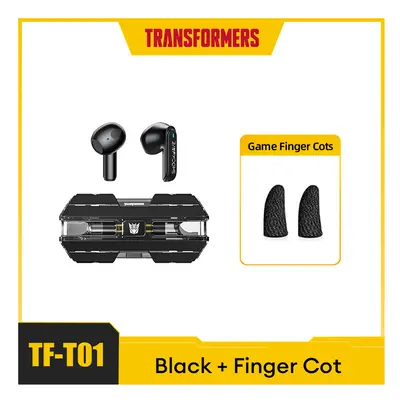 (Black Finger Cot) TF-T01 TWS Earphones Bluetooth 5.3 Wireless Earphone Low Latency HIFI