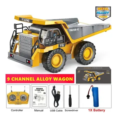 (Dump 1Battery) 4WD Remote Control Excavator 4x4 Alloy Dump Truck Bulldozer Radio Model RC Car C