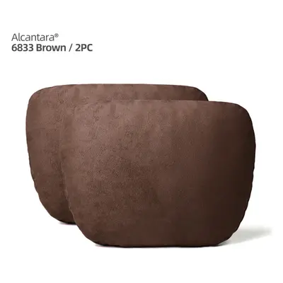 (Alcantara Coffee 2pc) Alcantara Car Headrest Neck Pillow Cushion Auto Interior Accessories For