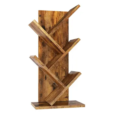 (60 cm | 4-Tier, Rustic Brown) Tier Tree Bookshelf, Small Bookcase, Modern Wood Book Storage Rac