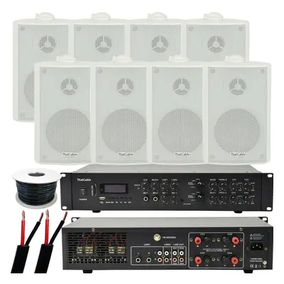 800W LOUD Outdoor Bluetooth System 8x White Speaker Weatherproof Garden Music