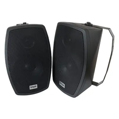 Pair 6.5" Outdoor Rated Black Stereo Wall Speakers 140W Ohm IP55 Weatherproof