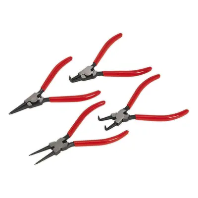 4 Piece 180mm Circlip Pliers Set - Hardened - Spring Loaded Jaws - Non Slip Tips