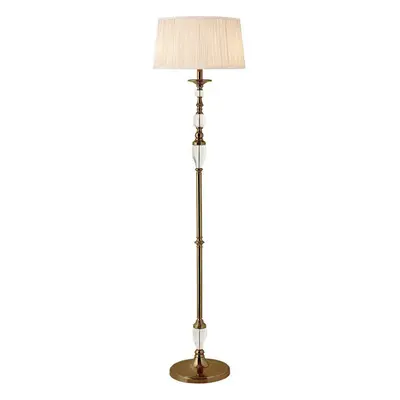 Luxury Elegant Floor Lamp Antique Brass Crystal Beige Organza Shade 6ft Tall