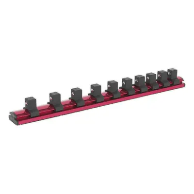 1/2" Square Drive Bit Holder - 10x Socket Capacity - Retaining Rail Bar Storage