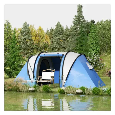 Outsunny Bedroom Camping Tent with Living Area, 3000mm Waterproof, Blue