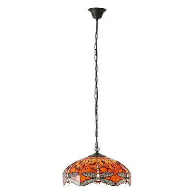 Tiffany Glass Hanging Ceiling Pendant Light Orange Dragonfly Lamp Shade i00112