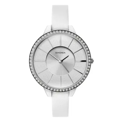 Sekonda Ladies Editions Watch with Silver Glitter Dial and White Strap