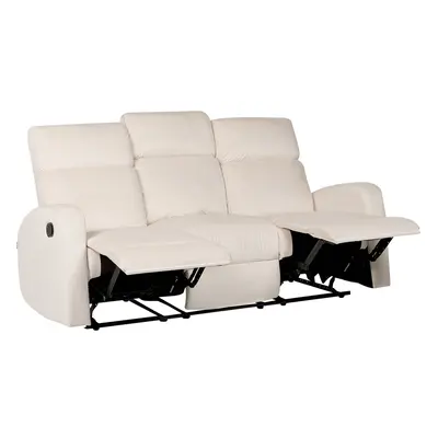 3 Seater Velvet Manual Recliner Sofa White VERDAL