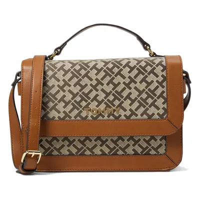 Tommy Hilfiger Lucia Geo Poly Jacquard Top-Handle Crossbody Tan/Dark/C