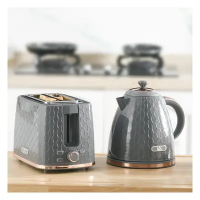 (Grey) HOMCOM Kettle and Toaster Set 1.7L Fast Boil Kettle & Slice Toaster Set