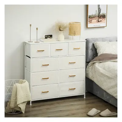 HOMCOM Chest of Drawers with Drawers, Boucle Storage Organiser, Cream