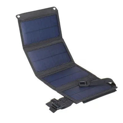 (Black) 20W 5V Foldable USB Solar Panel Battery Portable Outdoor Mobile Phone Power Battery Char