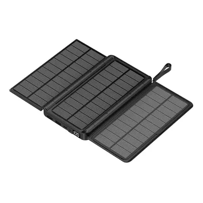 (10000mAh, Black) 20000mAh Folding Solar Power Bank with Solar Panel Qi Wireless Charger Powerba